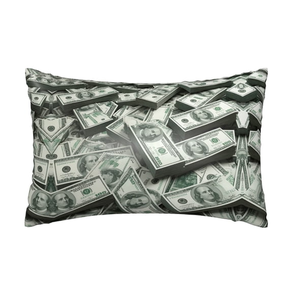 Satin Pillowcase for Hair and Skin Dollar Money Silk Pillow Cover with Zipper Pillow Cases, Cooling (20x30 Inches)