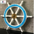 thumbnail image 5 of White Washed Ship Wheel Wood Ship's Wheels/Wood Ship Steering Wheel/Nautical Home Decor Pirate's Wall Hanging Sculpture & Accessories (12 Inches), 5 of 5