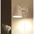 thumbnail image 5 of FSLiving Remote Control Wall Lamp Frosted Paint Body Wall Sconce with 6 Feet Plug-in Cord Macaroon Adjustable Lampshade for Bedroom Bathroom Vanity - 1 Light( White ), 5 of 6