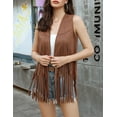 thumbnail image 4 of Yesfashion Women's Fringe Vest 70s Hippie Sleeveless Tassel Long Cardigan Jacket Cowgirl Western Tops, 4 of 8