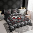 thumbnail image 3 of Erosebridal Girls Bowknot Twin Bedding Sets, Bohemian Aztec Mandala Bedding Comforter Set, Black Gray Red, Black Reversible 7-Piece, 3 of 6