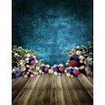 thumbnail image 1 of BSDHOME Polyester Wooden Floor Blue Wall Flowers Photography Backdrops Photo Props Studio Background 5x7ft, 1 of 2