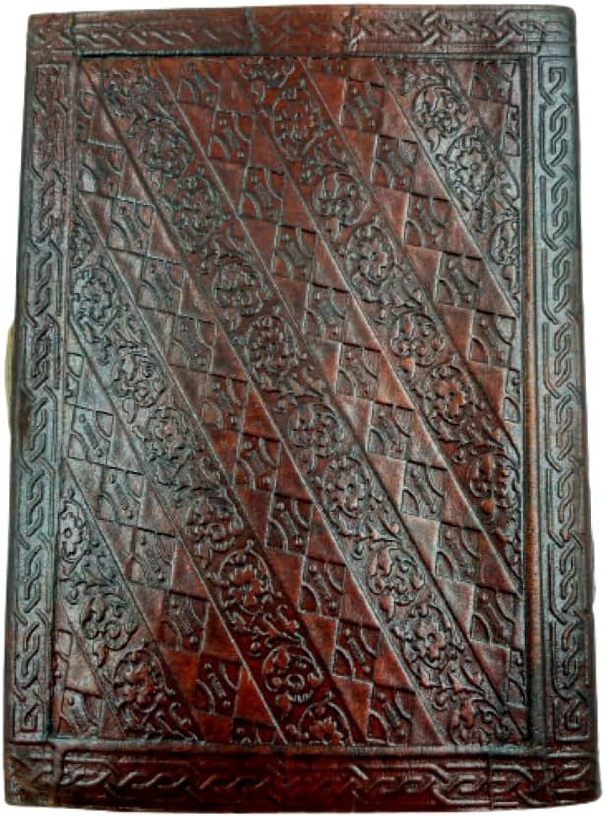 OVERDOSE Pentagram Lapis Stone Leather Journal With Brass C-Lock - Handmade Unlined Paper Leather Bound Journal | Sketchbook & Notebook - Drawing Journal - 5 x 7 inches | 12 x 17 cm | A6