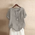 thumbnail image 1 of Xuyuer Top Womens Shirt Casual Blouse Loose Button Linen Plus Size Sheer Pullover Daily Boho Tunic T-Shirt Tops Summer Round Neck Casual Dressy Blouses Casual Jacquard Boho Blouse, 1 of 4