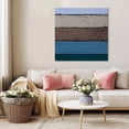 thumbnail image 5 of Blue Brown Grey Wall Art Painting on Canvas, Vintage Stripe Farmhouse Wood Grain Canvas Art Home Prints Wall Art Framed Modern Artwork for Living Room Bedroom Wall Decor 12x12in, 5 of 9