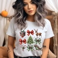 thumbnail image 2 of Christmas Icons Shirt | Cute Tree Reindeer Bow Gift Graphic Tee for Seasonal Fans, Light Pink, Size 2XL, 2 of 6