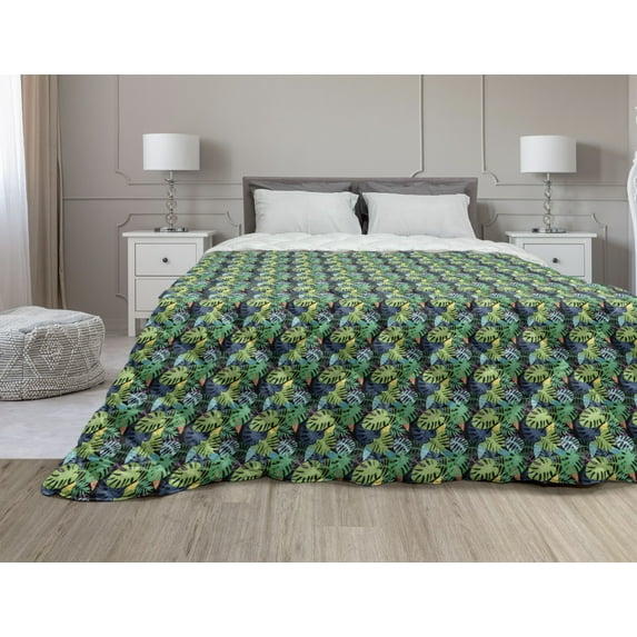 Abstract Down Alternative Comforter, Rhythmic Wavy Spirals Leaves Motifs Composition Modern Vintage Illustration, Microfiber Quilt for All Season, 5 Sizes, Burnt Sienna, by Ambesonne