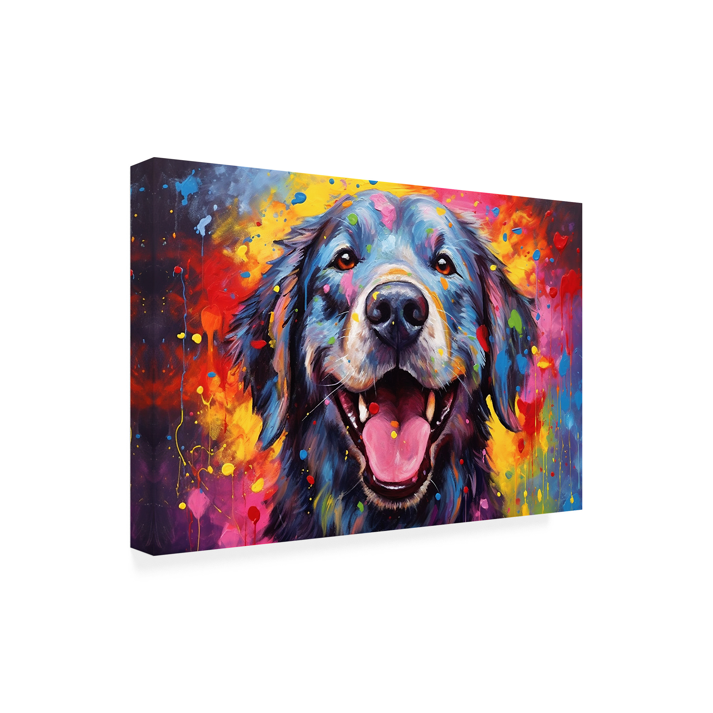 Canvas Wall Art - Ray Heere 'Happy Dog 2' Wall Art for Living Room, Bedroom, or Office Décor by Trademark Fine Art - 24 x 16 Inches