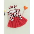 thumbnail image 3 of Bagilaanoe Toddler Baby Girl Valentine's Day Dress Heart Print Ruffle Long Sleeve A-line Princess Dresses + Headband 6M 9M 12M 18M 24M 3T Kid Patchwork Tulle Skirt, 3 of 7