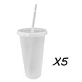 thumbnail image 1 of 5PCS Straw Coffee Cup Plastic Tumbler with Straw And Lid Reusable Water Juice Cup for Party Straw Cup Christmas Gifts Coffee Mug, 1 of 4