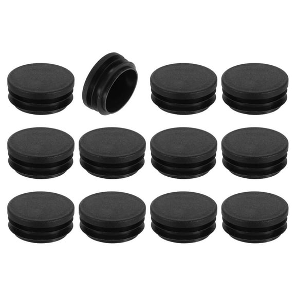 12 Pack Round Plastic Plug, Black Tubing End Cap Plugs, 42mm(1.65 Inch) Furniture Leg Pipe Insert, Glide Protection for Chair, Sofa, Table, Shelf