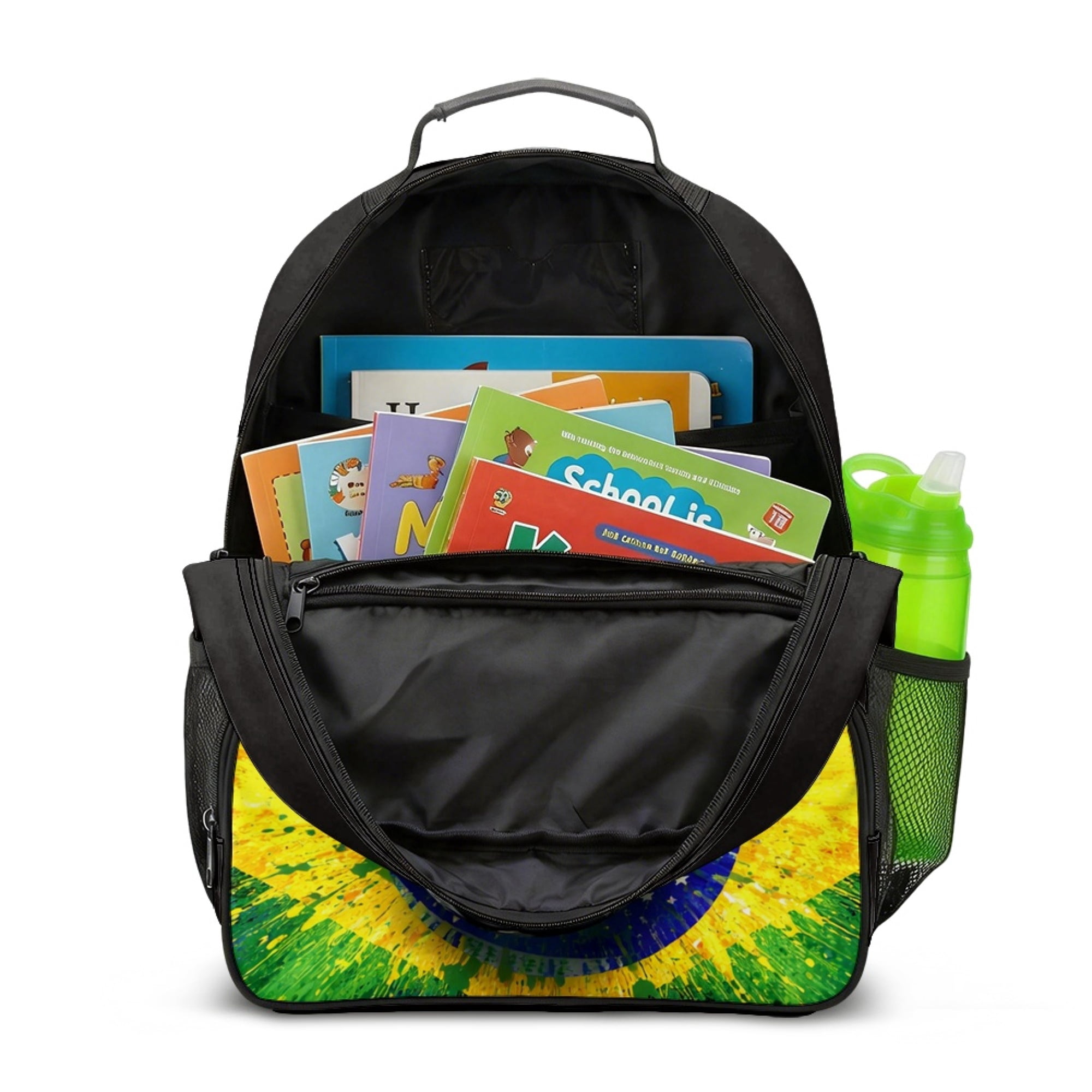 Chririnla Brazil Soccer Flag Pattern Toddler Backpack 13.5 Inches Adjustable Padded Straps Polyester Fabric Kid Universal Daily Backpack for Kindergarten Hiking