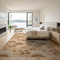 thumbnail image 3 of ODIKA 9'x12' Tan Brown Retro Modern Geometric Wave Washable Area Rug Vintage Inspired Abstract Circles Floral Motifs Non-Slip, Chair-Friendly for Dining Room, Basement, Large Office, 3 of 7