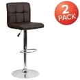 thumbnail image 4 of Flash Furniture 2 Pack Contemporary Brown Quilted Vinyl Adjustable Height Barstool with Chrome Base, 4 of 9