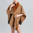 thumbnail image 4 of AUNVITO Women's Winter Poncho Faux Fur Collar Knit Elegant and Warm Winter Style, 4 of 7