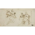 thumbnail image 2 of Baldassarre Franceschini 18x11 Gold Ornate Wood Frame and Double Matted Museum Art Print Titled - Two Composition Sketches of Collapsing Figure Supported by Two Other Figures, 2 of 4