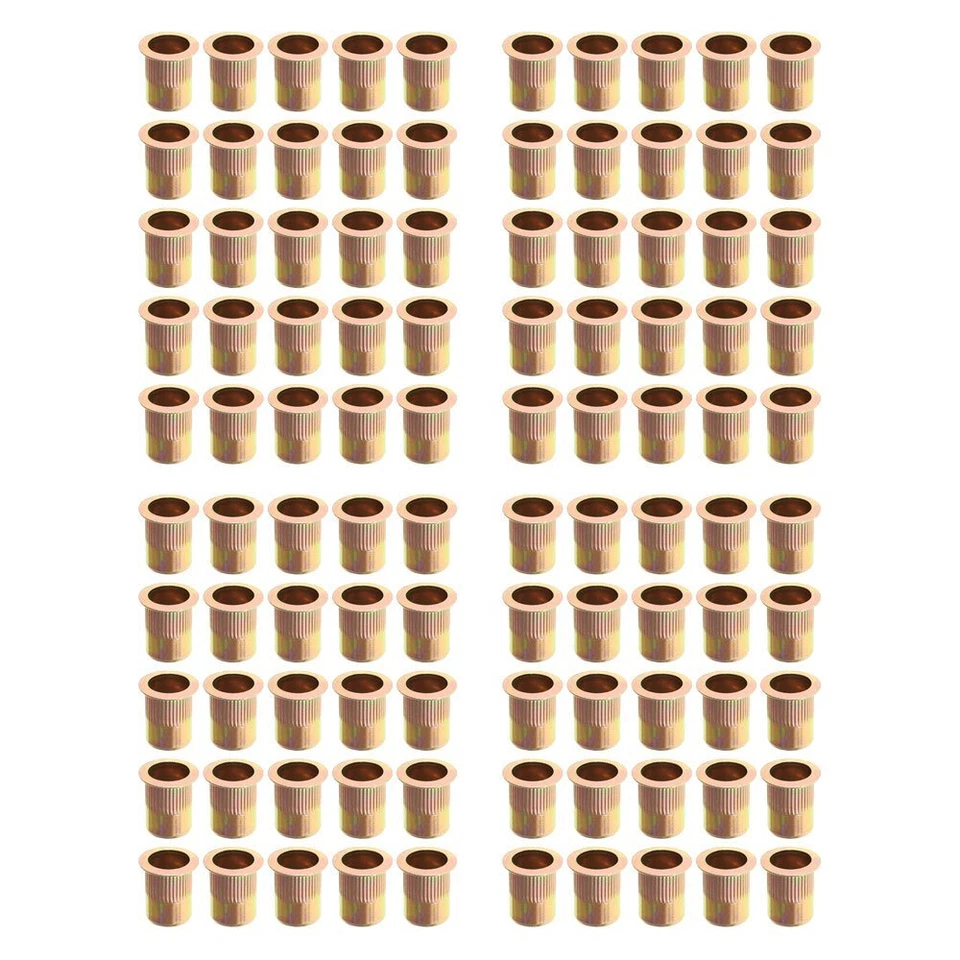 CIRCLE- 3/8-16 Carbon Steel Rivet Nut Flat Head Threaded Insert 50Pcs