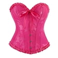 thumbnail image 2 of REDARER Floral Jacquard Ruffled Sweetheart Corset Front Satin Ribbon Tie Metal Buckle Waist Trainer Bustier for Halloween Renaissance Bridal Cosplay Tea Party Evening Dress Up Outfit,L, 2 of 3
