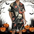 thumbnail image 2 of Xmyrz Cute Pajama Sets For Men Short Sleeve Shorts Set Comfort Relaxation Halloween Skulls Print Homewear Sleepwear Pj Clothes Sets, 2 of 5