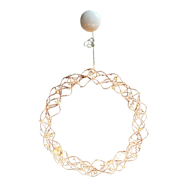 Lámpara de noche circular con luces colgantes de pared, guirnalda de luces para interiores, hogar y jardín. Rosa dorado