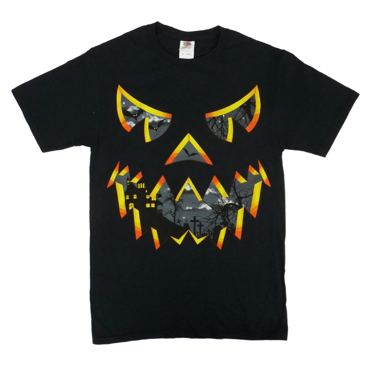 HALLOWEEN Halloween Mens Black JackOLantern Haunted House Graphic T