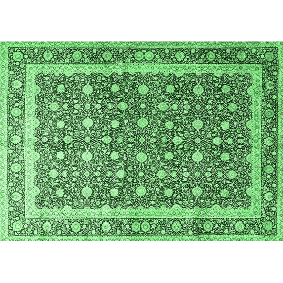 Ahgly Company Indoor Rectangle Persian Emerald Green Traditional Area Rugs, 2' x 3'
