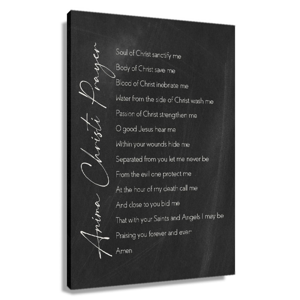Black And White Wall Art Anima Christi Prayer Quotes Wall Art Canvas