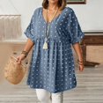 thumbnail image 4 of Women's V Neck Short Sleeve Ruffle Loose Summer Flowy Mini Dress, 4 of 7