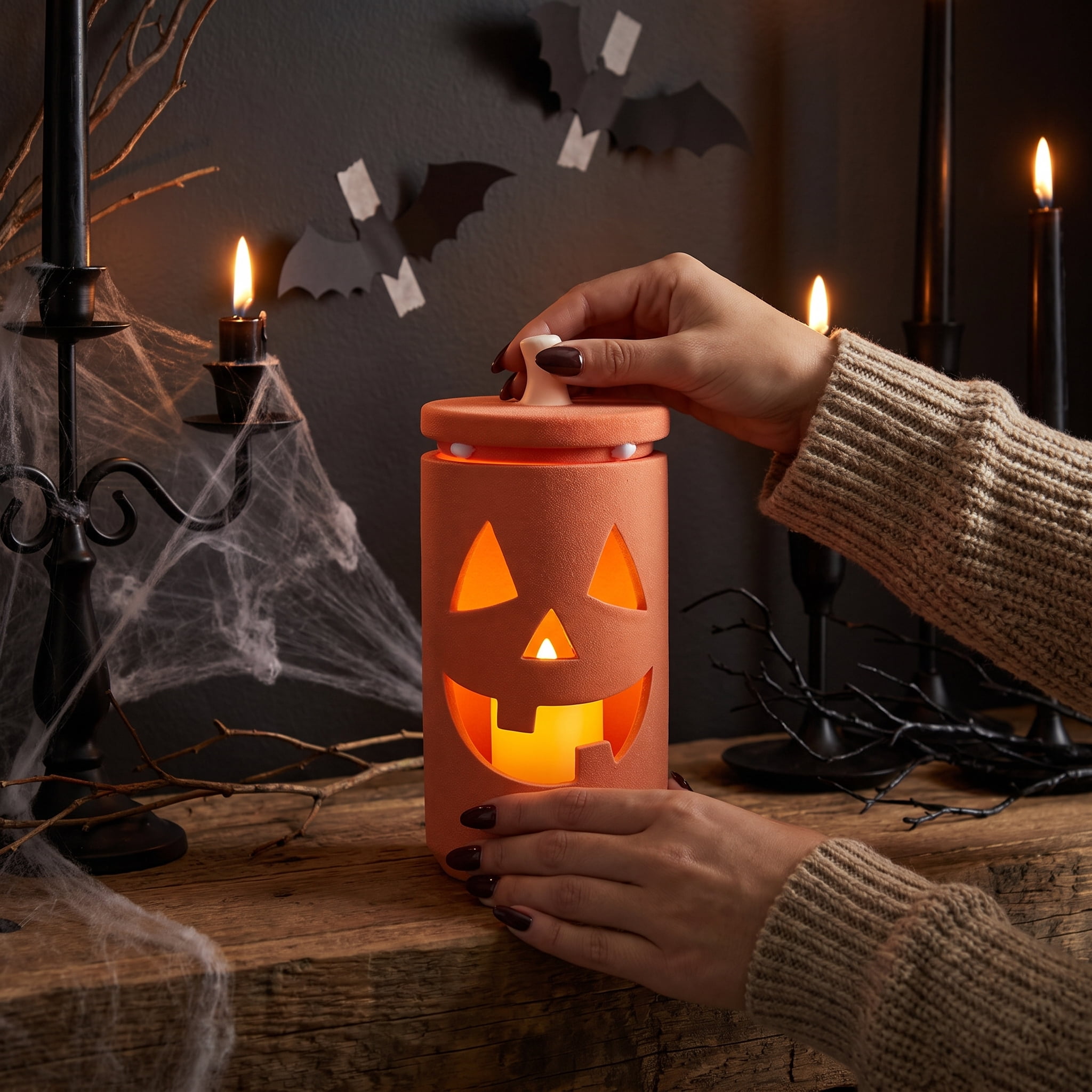 Ceramic Jack-o'-Lantern Jar, Orange, 8", Halloween by Way To Celebrate