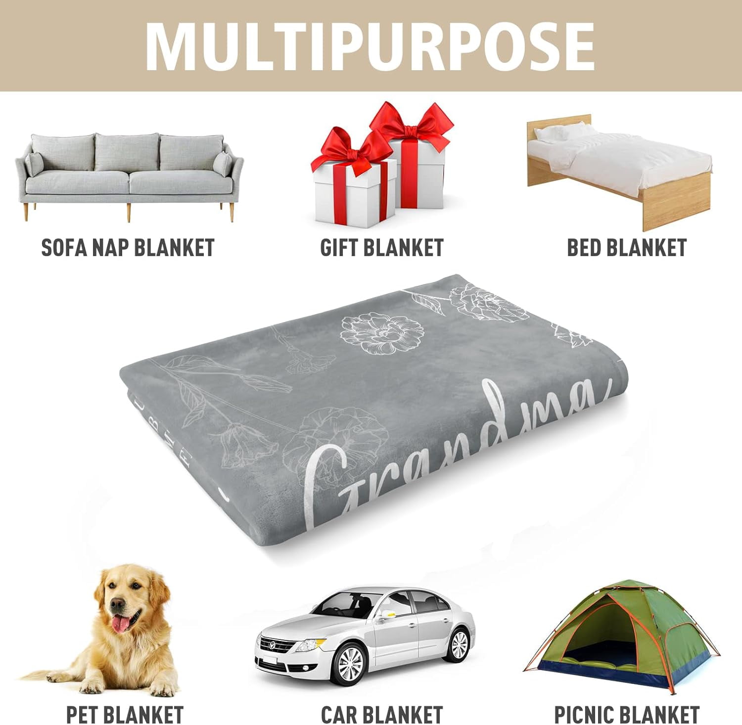 Grandma Gifts, Gifts for Grandma Blanket, Grandmas Birthday Gift from Grandkids, to My Grandmother Throw Blanket