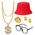 thumbnail image 2 of Disfraces de hip hop, accesorios de rapero, atuendos, anillo de signo de dólar para disfraces. Rojo, 2 of 9