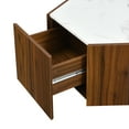 thumbnail image 5 of Christopher Knight Home Hexagonal Rustic Coffee Table with Hidden Drawers, White Marble Top, Walnut Finish, 5 of 9