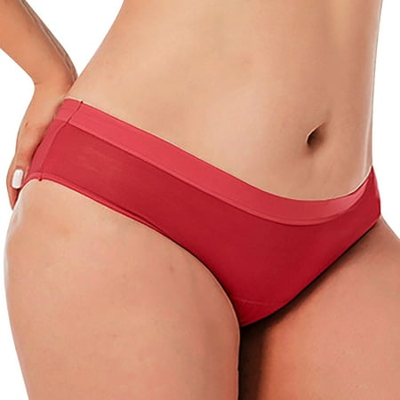 Alitao Period Underwear Cotton Underwear Womens Underwear Leak Proof Absorption Large Breathable Conservative Low Waist Fiber Physiological Pants Plus Size Underwear Panties for Women Red L
