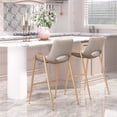 thumbnail image 3 of Desi Counter Stool Beige & Gold Counter Stool, Modern Style, Plush and durable faux leather fabric, Plywood, Indoor Bar, 3 of 10