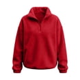 thumbnail image 4 of vdgthytj Sweatshirts for Women Long Sleeve Quarter Zip Lapel Collar Fleece Loose Fitted Fall Winter Warm Casual Pullover Tops(Small,Red), 4 of 7