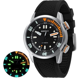 9401 Men's Pro Diver GMT Stainless Steel Black Dial Dive Watch