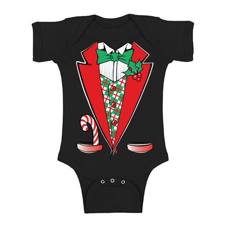 

Awkward Styles Ugly Christmas Baby Outfit Bodysuit Funny Xmas Tuxedo Romper