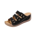 thumbnail image 3 of Rvasteizo Womens Wedge Shoes Solid Thick Sole Open Toe Pull-On Summer Lightweight, 3 of 5