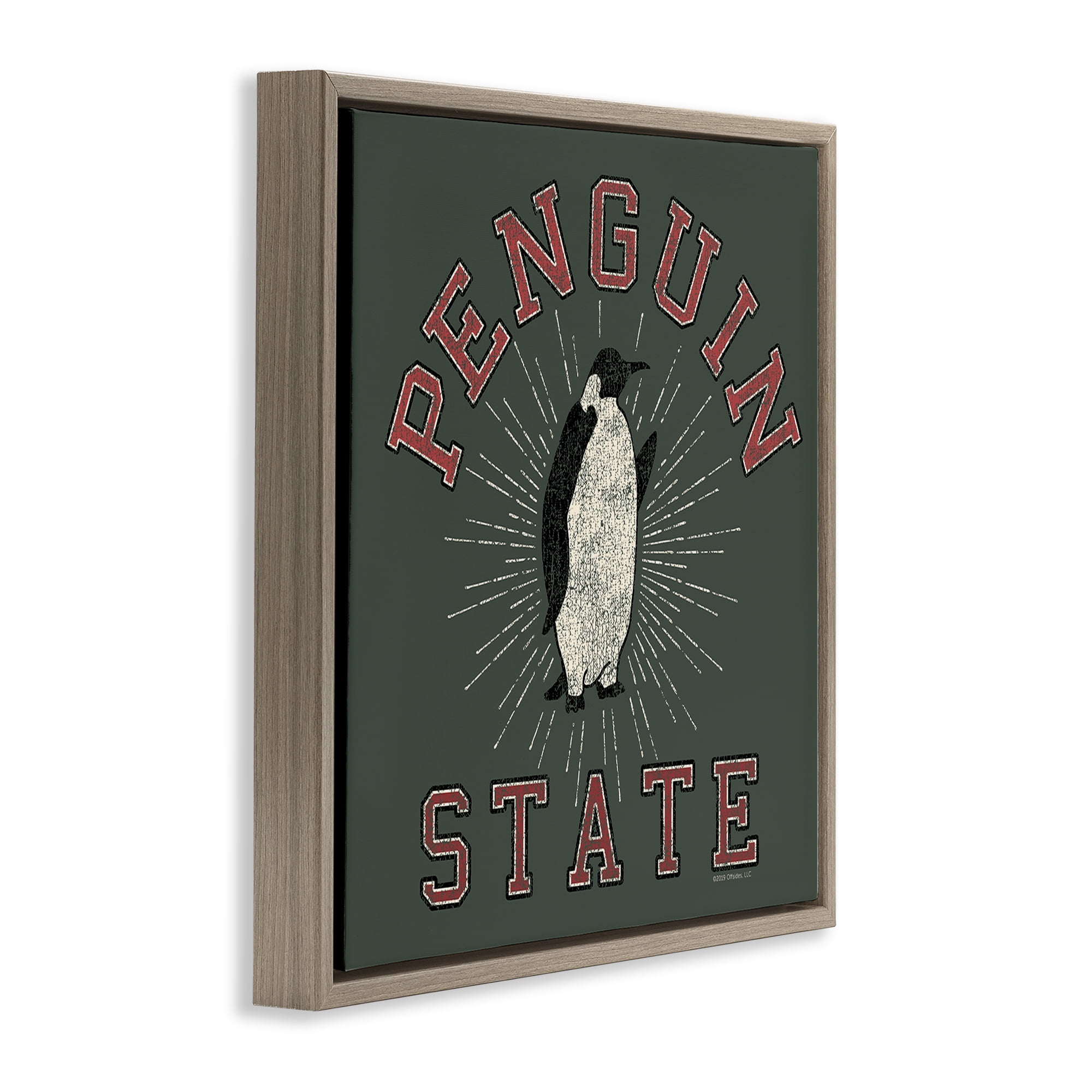 Stupell Industries Vintage Penguin State Animals Painting Brown Floater Framed Canvas Art Print Wall Art, 25 x 25