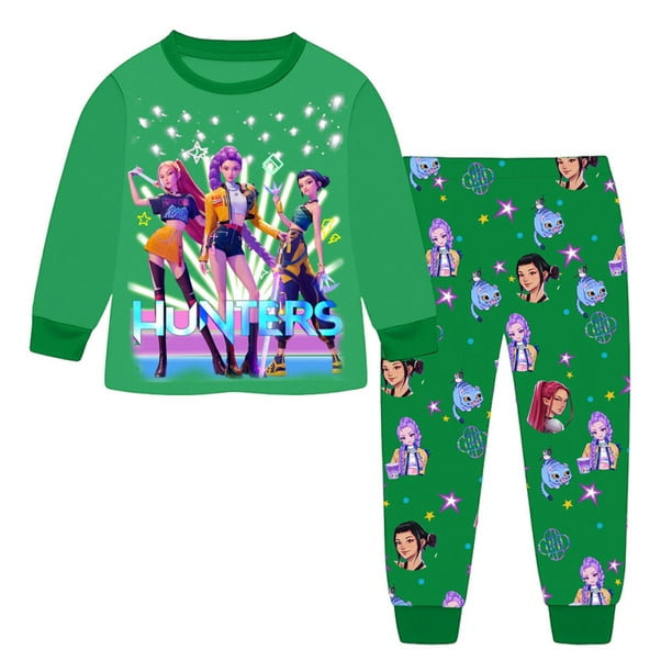 Pop Stars Demo-n Pajamas,HUNTR/X Rumi,Mire Zoeyy Kids Long Sleeve Pajamas,Family Matching Pajamas with Cartoon Print Soft Breathable Sleepwear for Nightwear