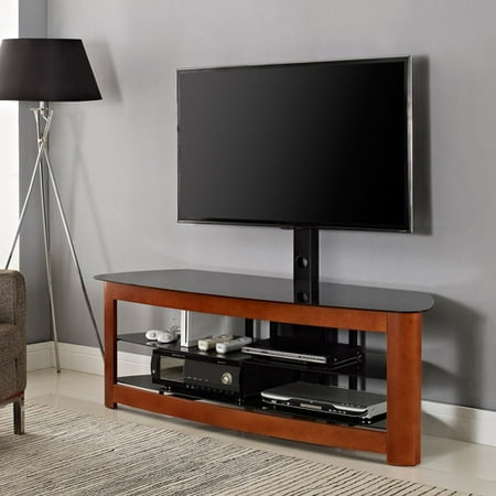 Cherry Wood TV Stand with Mount for TVs up to 65 ...