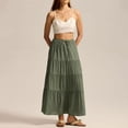 thumbnail image 3 of Womens Maxi Skirts, Elastic High Waist A-Line Tiered, Long Flowy Skirts, Casual Beach & Vacation Wear, 3 of 8
