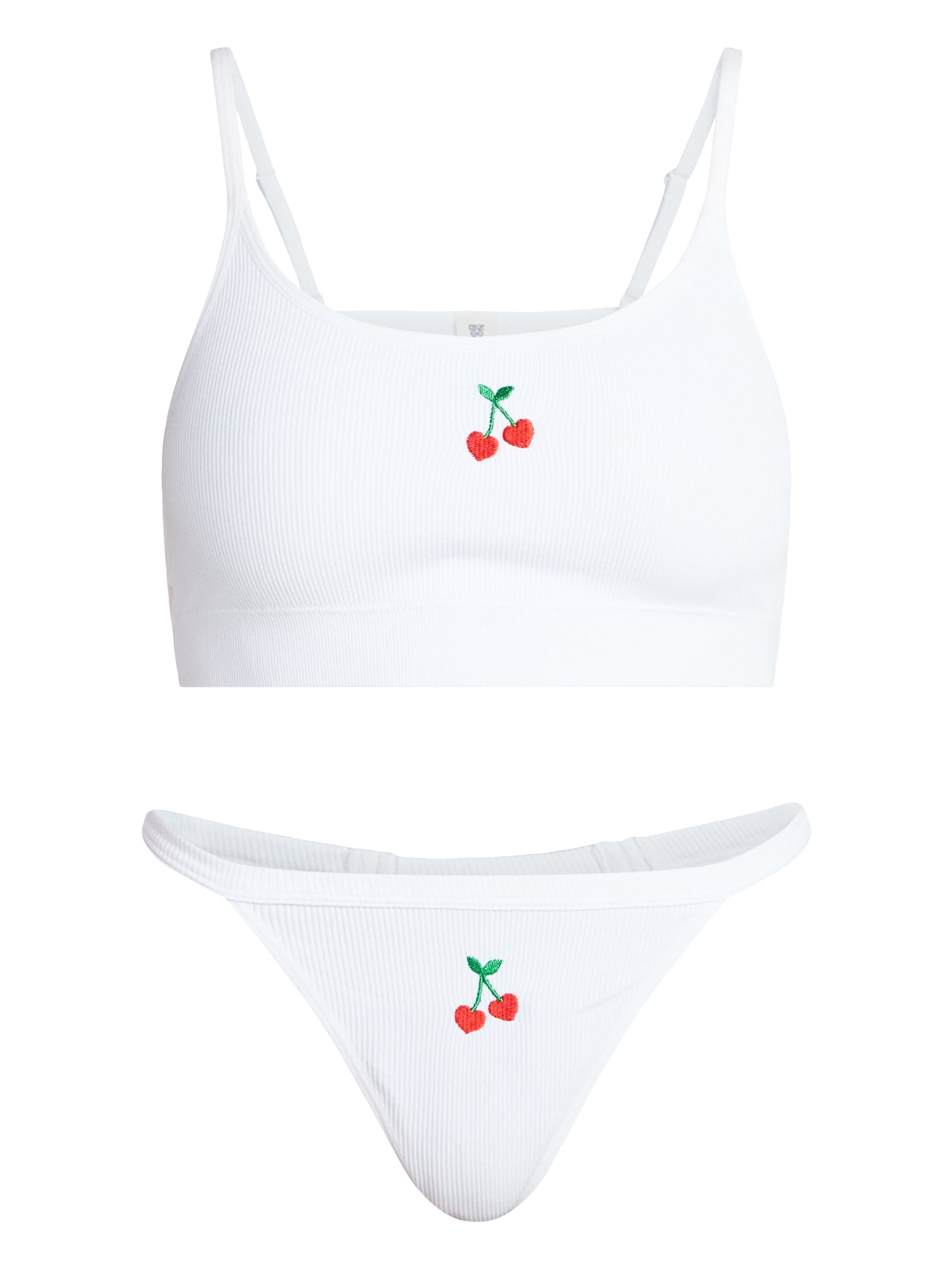 No Boundaries Seamless Ribbed Bralette and Thong Set, 2-Piece, Women's Sizes XS-XXXL