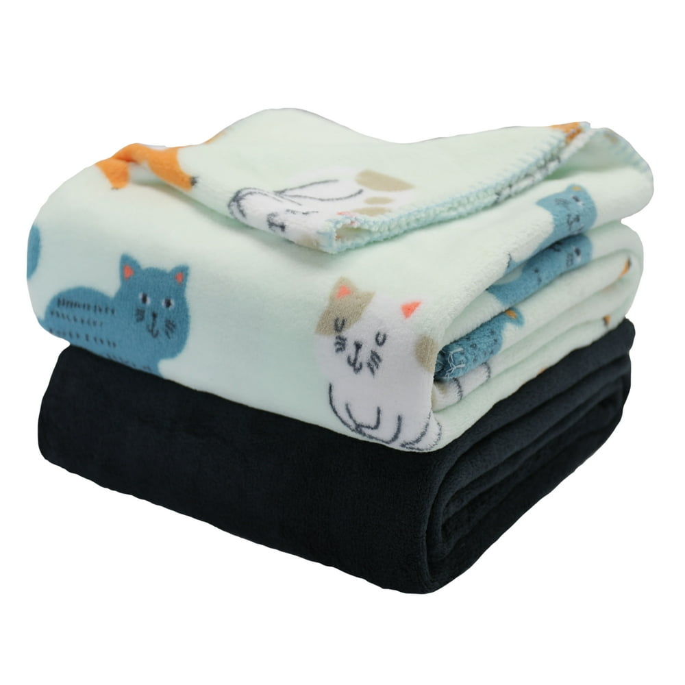 Mainstays Fleece Plush Throw Blanket, 50" x 60", Cats, 2Pack Walmart