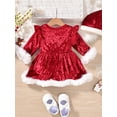 thumbnail image 2 of Okbabeha Newborn Baby Girl Christmas Outfit Clothes 0 3 6 9 12 18 24Month Velvet Romper Dress one-piece Bodysuit Xmas Dress Winter, 2 of 7