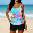thumbnail image 5 of qucoqpe Tankini Swimsuits for Women Fashion Floral Print Tummy Control Two-Piece Modest Bathing Suits Beach Blouson Swimwear & Boyshorts with Pockets, 5 of 5