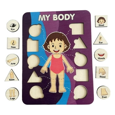 Learning Human Body Parts Body Puzzle for kids Learning Activities Wood Peg Puzzle Game for Kids for Birthday Gift C