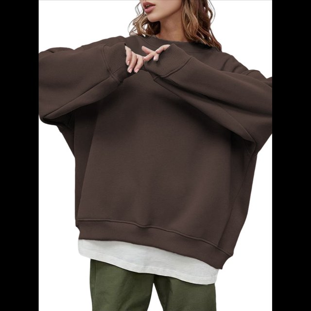 Sudaderas de Mujer con Cuello Redondo, Forro , Suéteres Oversize, Otoño 2025, Blusas Bonitas, Ropa Preppy Estilo A XXL