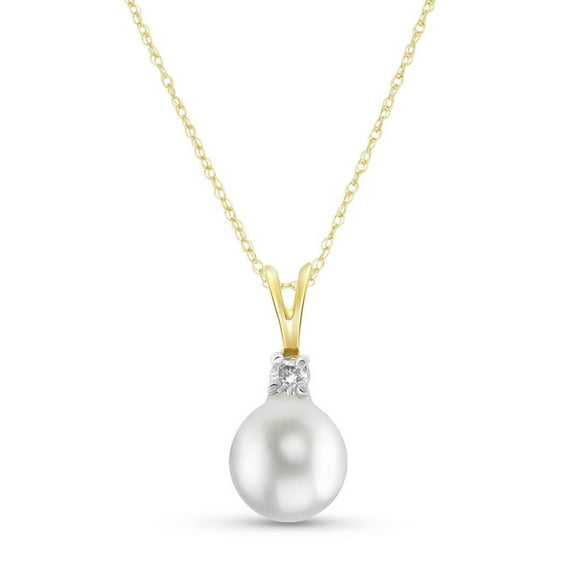 Galaxy Gold 14K Yellow Gold Natural Diamonds and Pearl Pendant Necklace - June Birthstone - Balance & Intuition - 16" to 24" - Fine Jewelry for Women