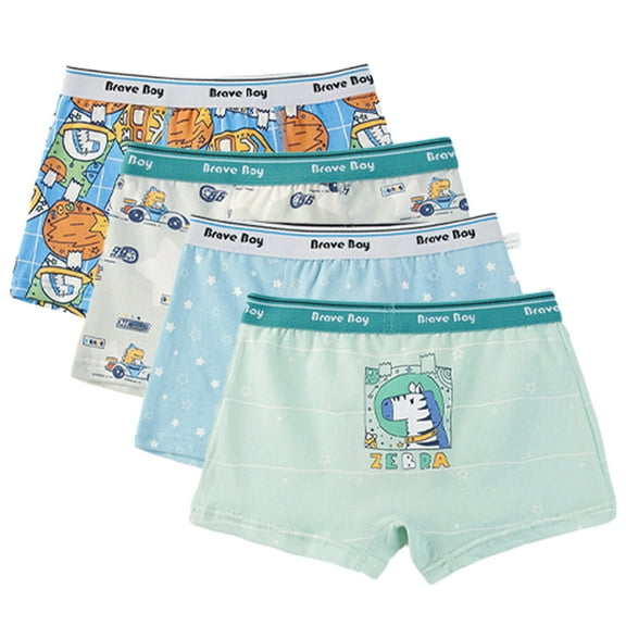 Godderr 4PCS Kids Boys Cotton Underwear Toddler Baby Cartoon Boxer Briefs Soft Boys Underwear for 2-14Y